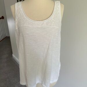 NWOT Banana Republic White Lace Crochet Trim Tank Top Sleeveless Shirt Large New